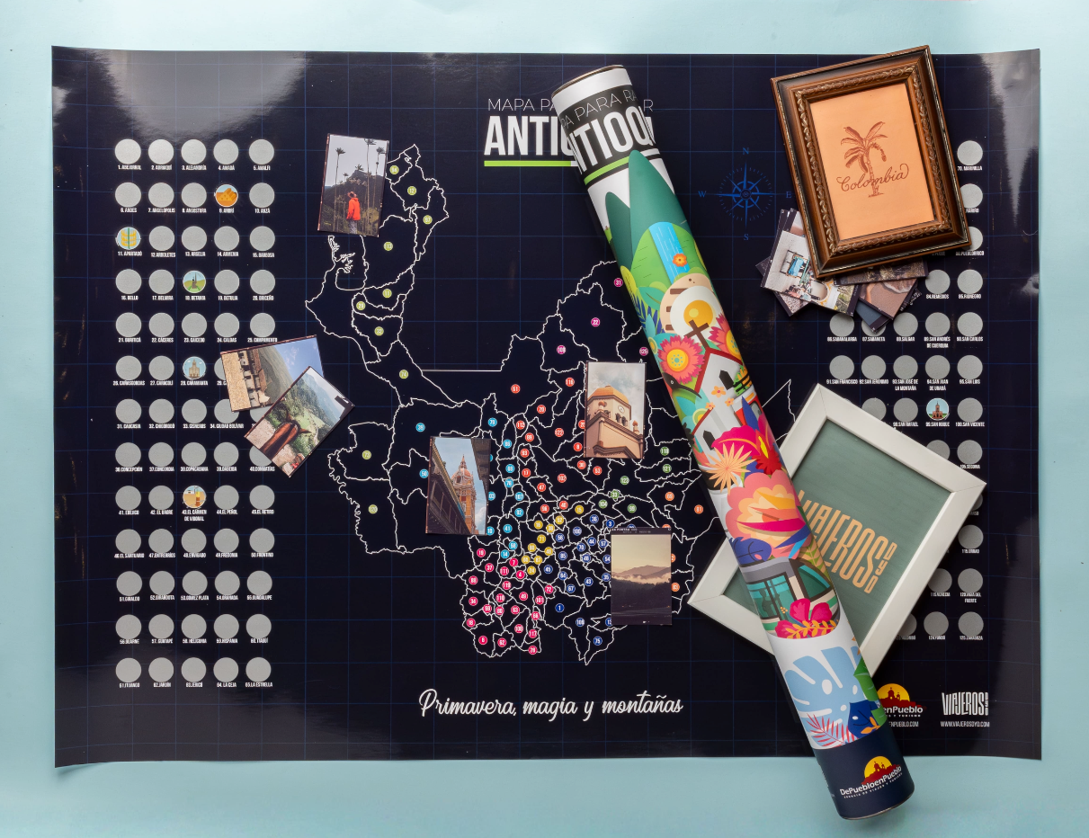 Mapa de Antioquia para raspar estuche alcancía