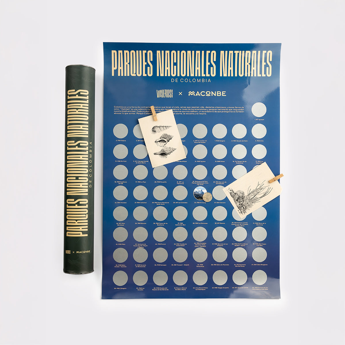 Poster raspable parques nacionales naturales de colombia Viajeros DyD x Maconbe