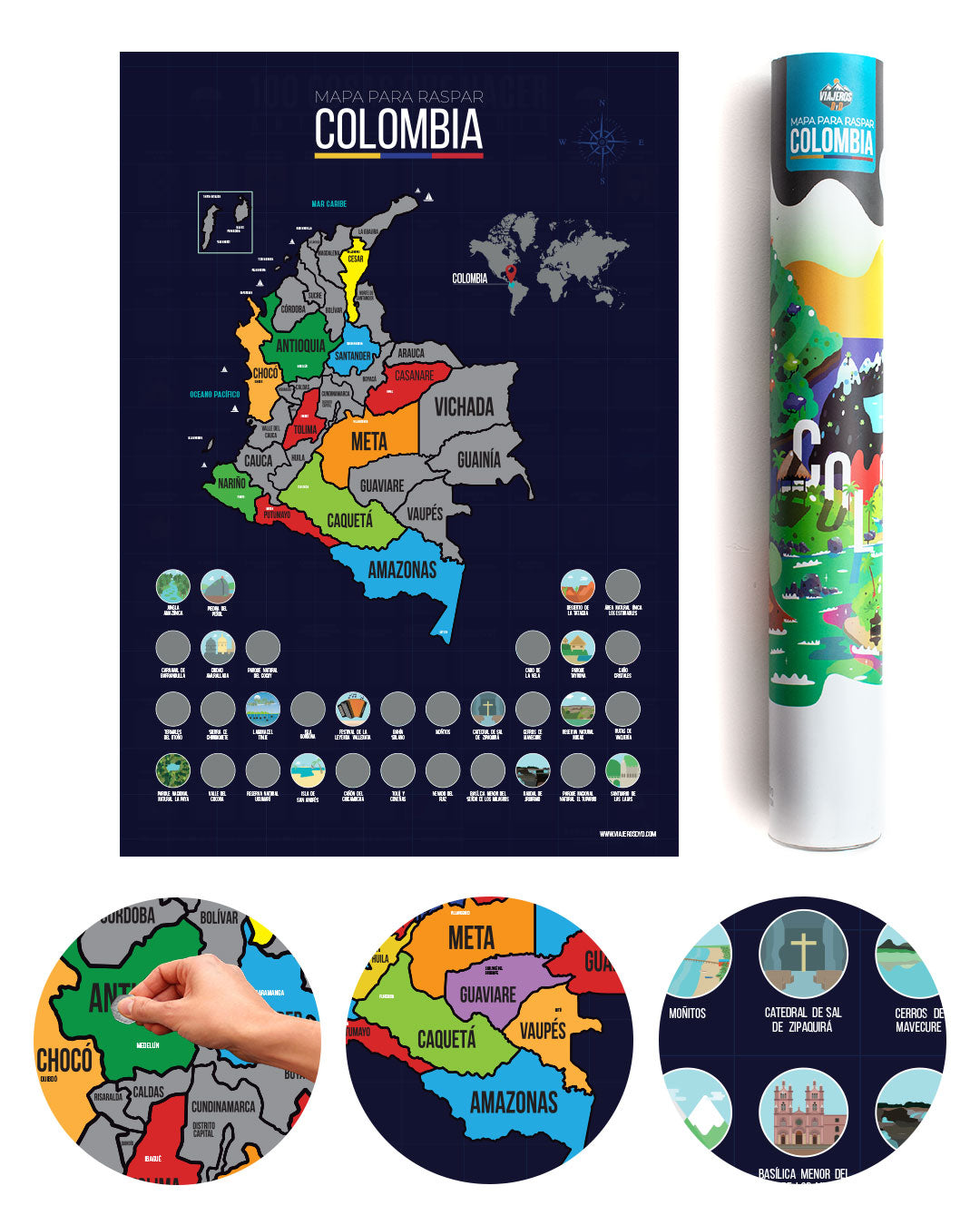 Mapa Cundinamarca para raspar Empaque Alcancía