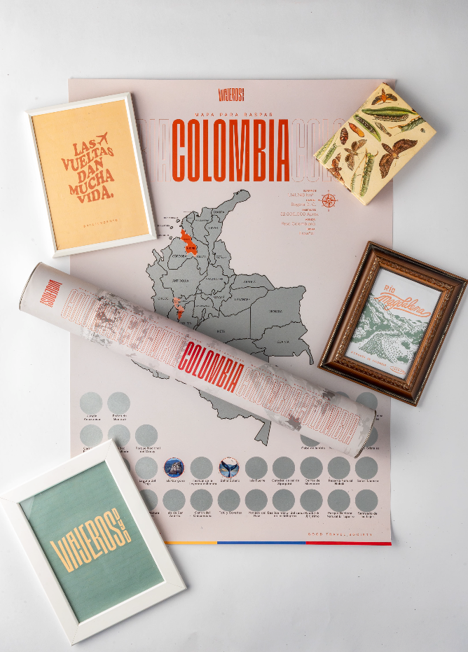 Mapa de Colombia para raspar ideal para viajeros