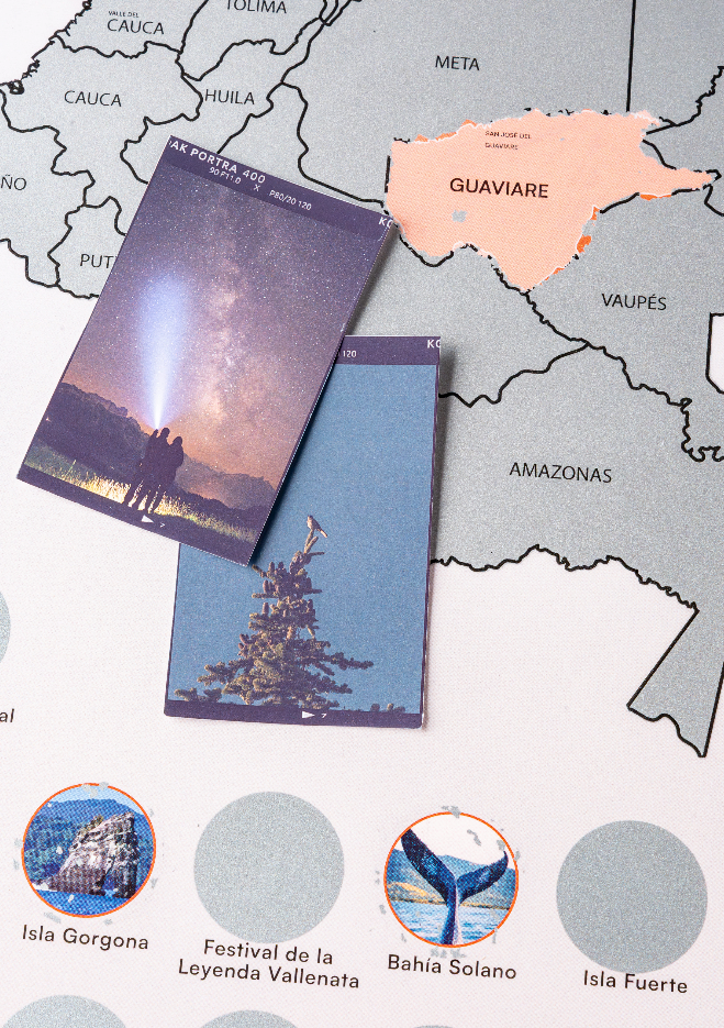 Mapa de Colombia para raspar ideal para viajeros