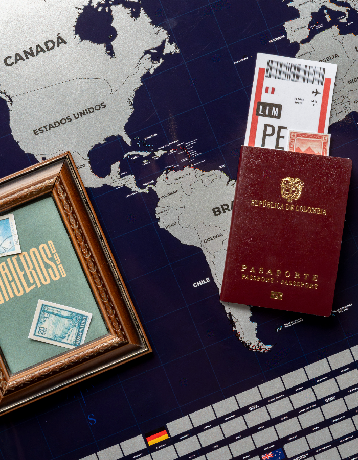 Mapamundi raspable para viajeros estuche alcancía