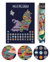 Mapa del Valle del Cauca para Raspar (Empaque tubular del mapa de Colombia)