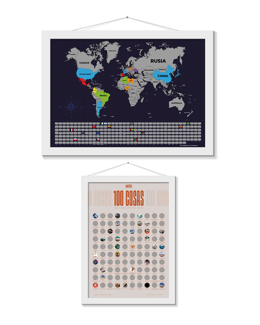 Mapa para raspar + Retablo MDF (Listo para colgar)