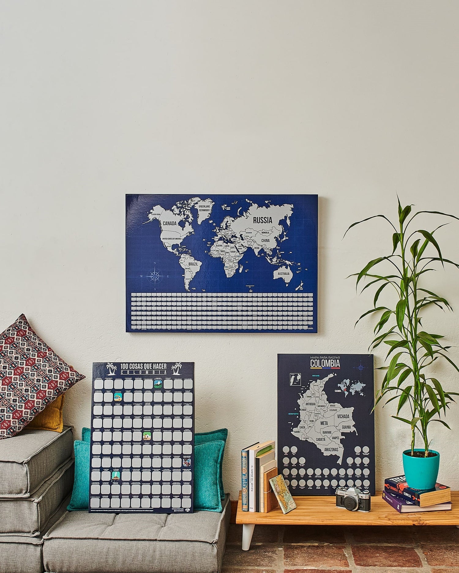 El Influencer: Mapa Colombia + Mapamundi + Póster 100 cosas que hacer en Colombia