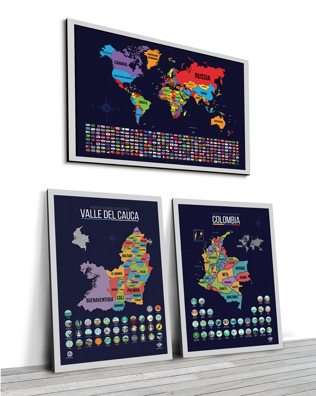 Mapa del Valle del Cauca para Raspar (Empaque tubular del mapa de Colombia)